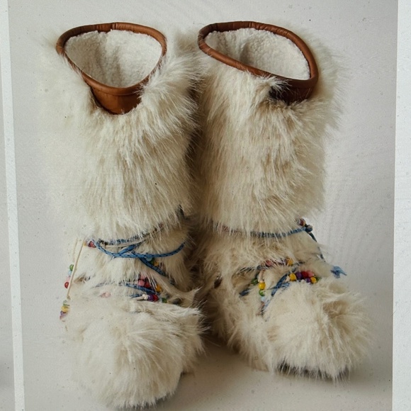 Free People Shoes - Free People Apres All Day Beaded Faux Fur Yeti Boots